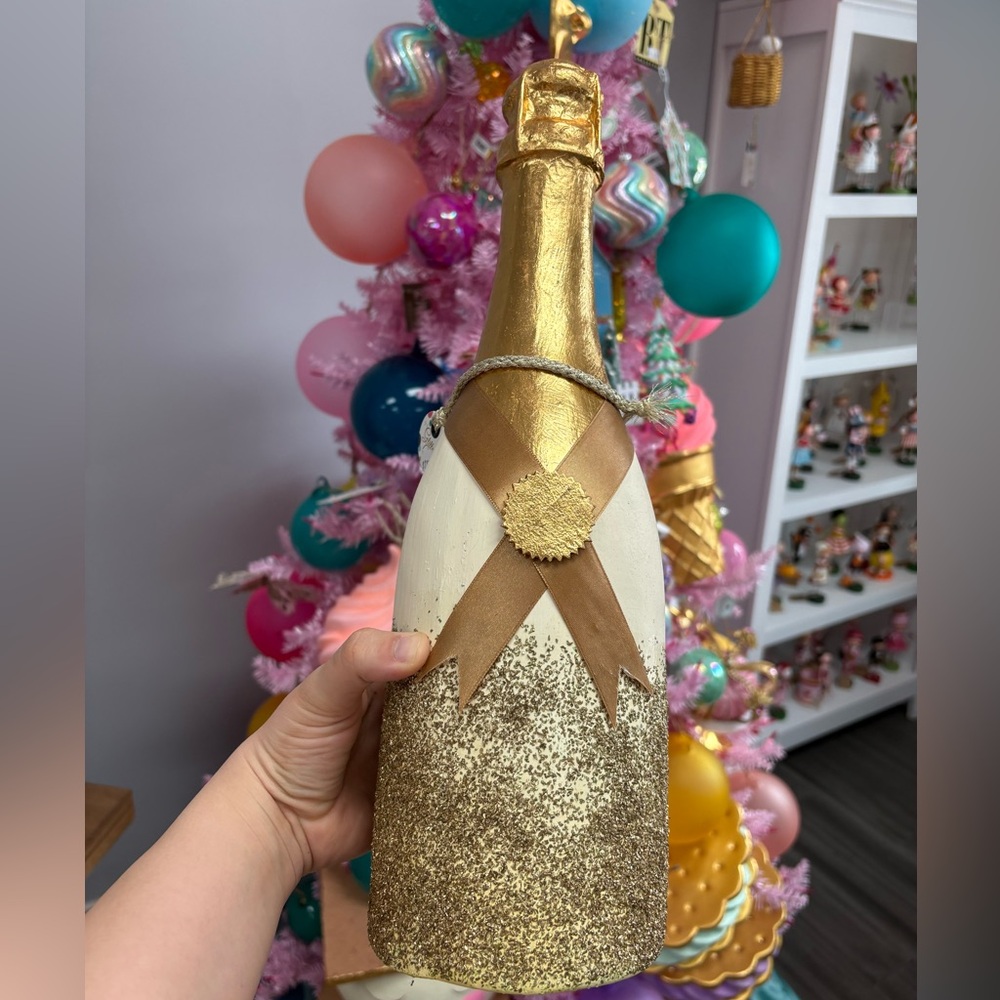 CHAMPAGNE paper mache BOTTLE DISPLAY – Glitterville